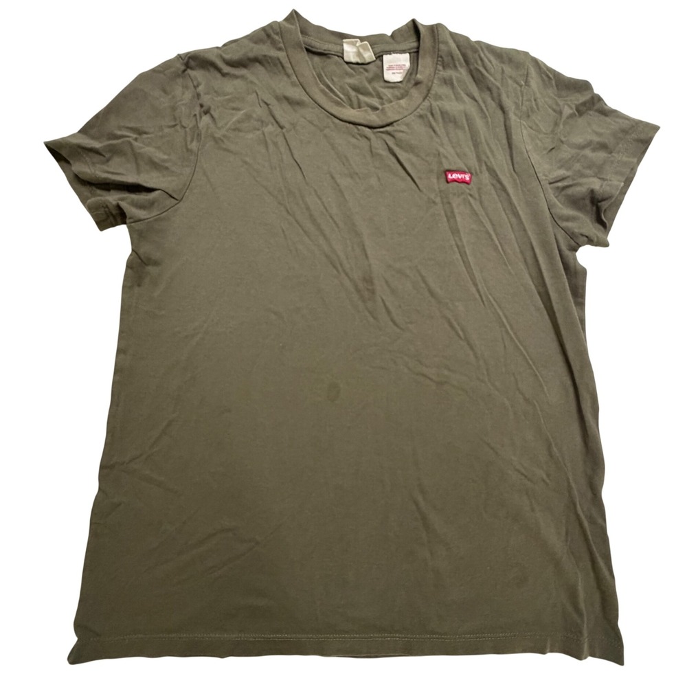 Levis Womens Olive Green Short Sleeve Batwing Logo T-Shirt XS